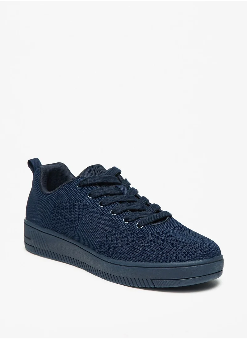 شو اكسبرس Textured Sneakers with Lace Up Closure