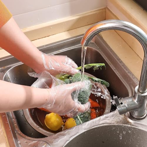bvslf 200 pcs Transparent Reusable Disposable Gloves, Transparent & Disposable Gloves, Universal Size, Hand Gloves for Cleaning, Cooking, Washing, Serving & Handling Food - Image 5