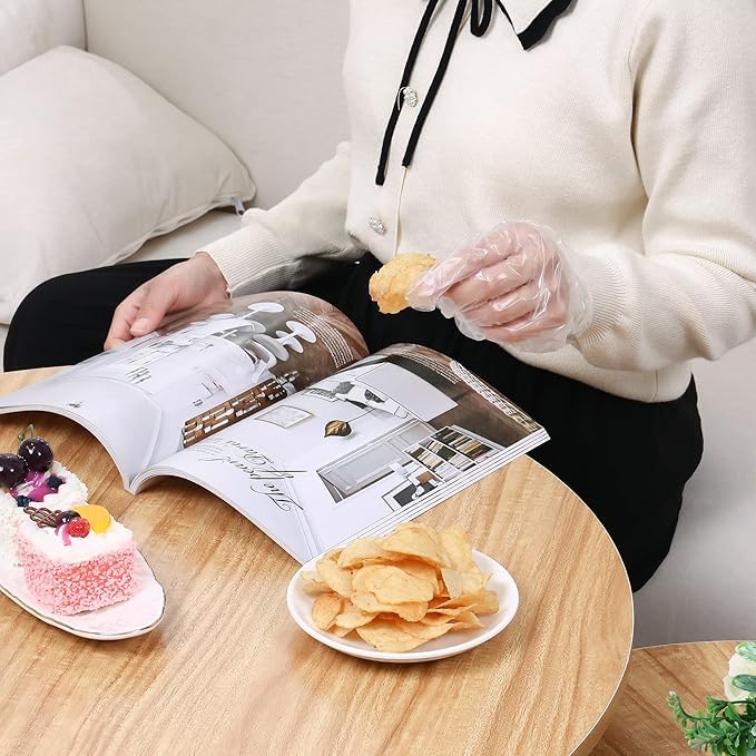 bvslf 200 pcs Transparent Reusable Disposable Gloves, Transparent & Disposable Gloves, Universal Size, Hand Gloves for Cleaning, Cooking, Washing, Serving & Handling Food - Image 2