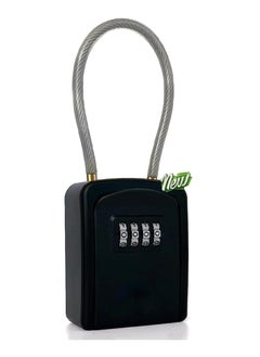 KASTWAVE Key Lock Box Portable with Removable Cable Shackle, Indoor Outdoor Waterproof 4 Digit Password Combination with Resettable Code Switch Key Lockbox for Outside Hold Spare Keys for Realtors  - Image 1