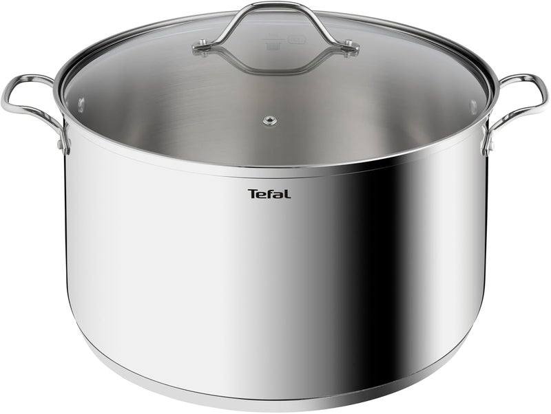 T-fal TEFAL Intuition XL stockpot | 36 cm | Premium Stainless steel 18/10 | XL Size | Robust Handles | Glass Lid | Induction Pot | 2 Years Warranty | B8647504 - Image 1