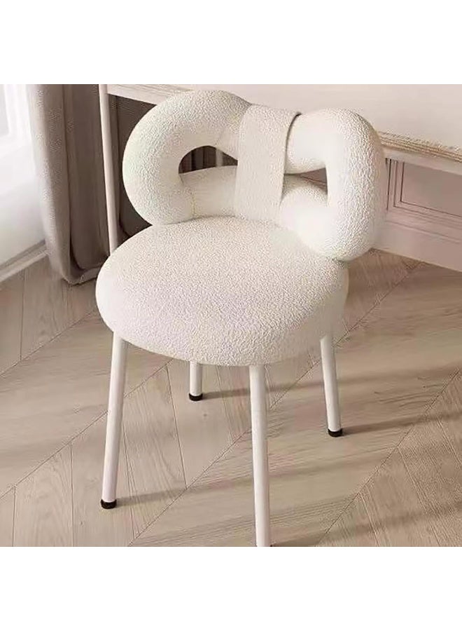 TELANPU Makeup Chair, Bedroom Back Chair, Dresser Stool Dining C-hair,Modern Simple Style, Vanity C-hair,Study C-hair Metal Stool Legs,Suitable for Living Room, Bedroom,Dressing Table Use,(White) - Image 1