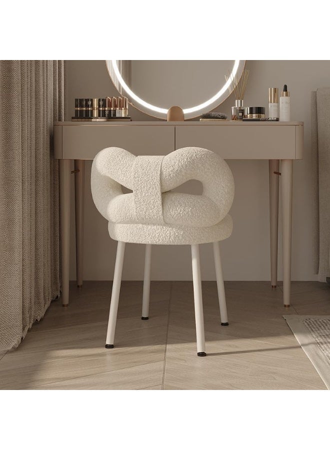 TELANPU Makeup Chair, Bedroom Back Chair, Dresser Stool Dining C-hair,Modern Simple Style, Vanity C-hair,Study C-hair Metal Stool Legs,Suitable for Living Room, Bedroom,Dressing Table Use,(White) - Image 5