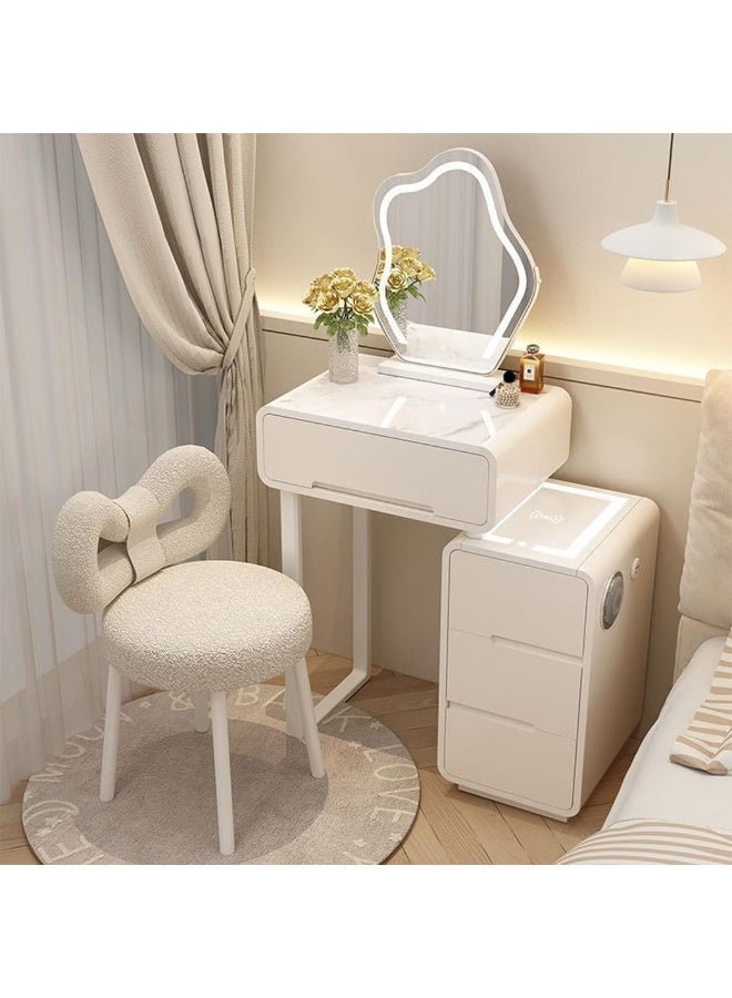 TELANPU Makeup Chair, Bedroom Back Chair, Dresser Stool Dining C-hair,Modern Simple Style, Vanity C-hair,Study C-hair Metal Stool Legs,Suitable for Living Room, Bedroom,Dressing Table Use,(White) - Image 2