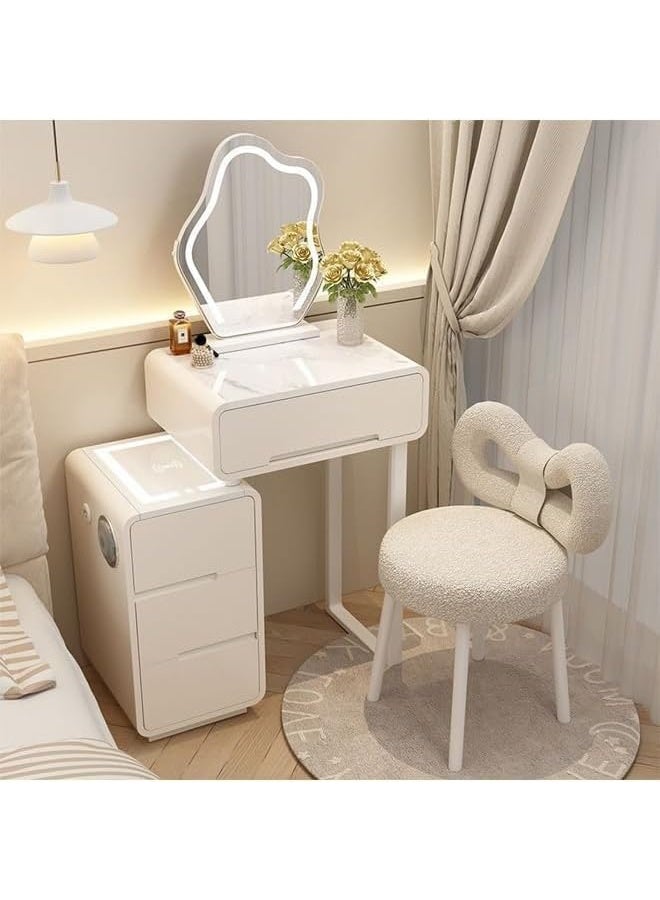TELANPU Makeup Chair, Bedroom Back Chair, Dresser Stool Dining C-hair,Modern Simple Style, Vanity C-hair,Study C-hair Metal Stool Legs,Suitable for Living Room, Bedroom,Dressing Table Use,(White) - Image 4