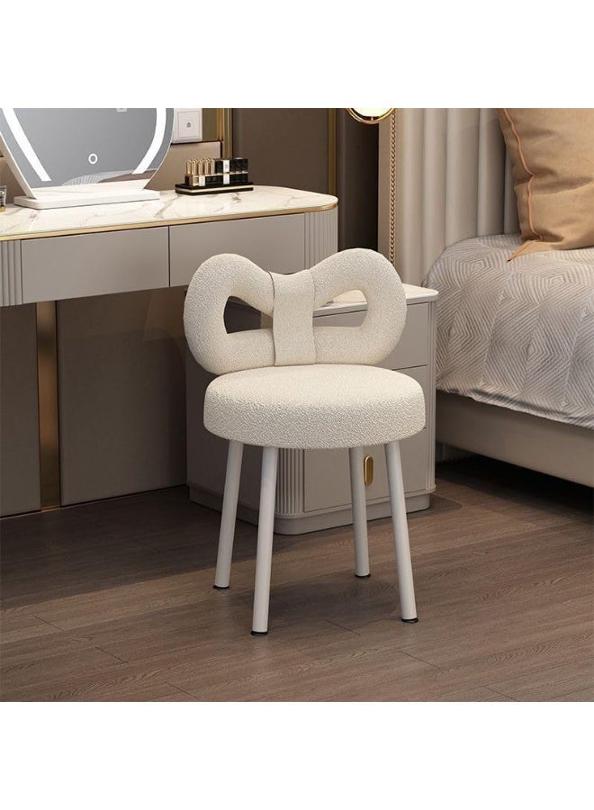 TELANPU Makeup Chair, Bedroom Back Chair, Dresser Stool Dining C-hair,Modern Simple Style, Vanity C-hair,Study C-hair Metal Stool Legs,Suitable for Living Room, Bedroom,Dressing Table Use,(White) - Image 3