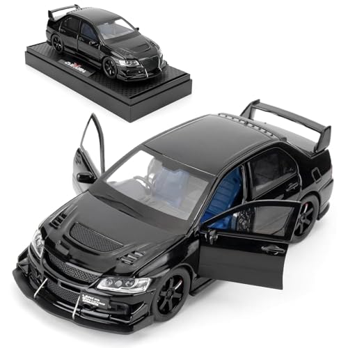 FEXXA Toy Car Compatible for 1:32 Mitsu bishi Lancer Evolution Model, Pull Back Diecast Collectible Car with Sounds ＆ Lights for Kids Boys Girls and Adults, Gift (Black) - Image 1