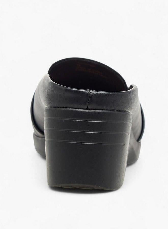 Flora Bella By Shoexpress Women's Solid Slip-On Mules with Wedge Heels - Image 5