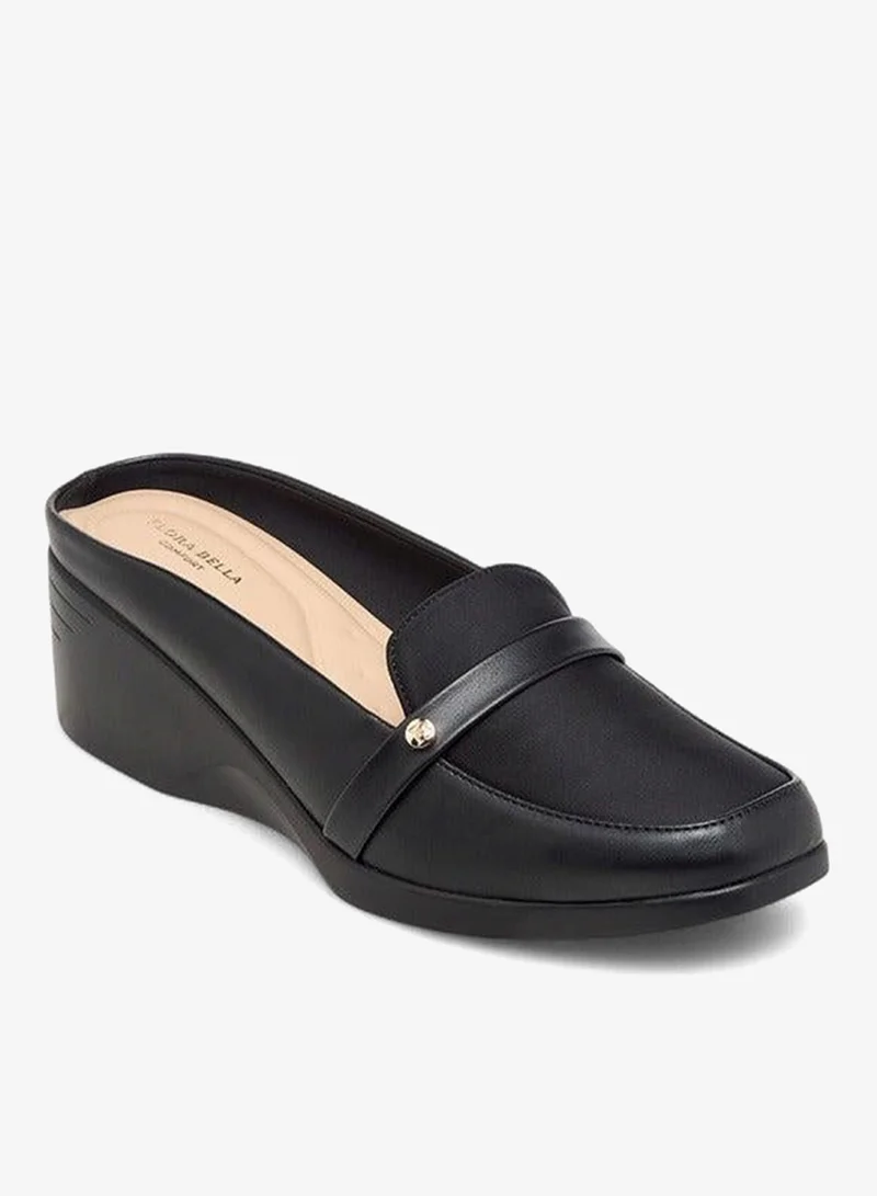 Women's Solid Slip-On Mules with Wedge Heels
