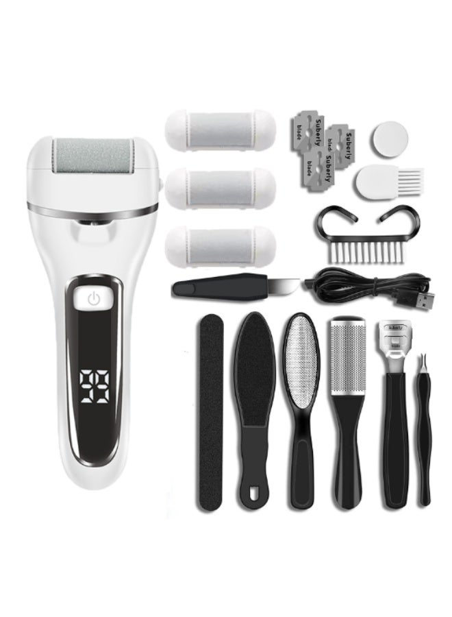 Electric Callus Remover for Feet, Rechargeable Pedicure Tools Foot Care Feet File, 13 in 1 Callous Remover Kit for Remove Cracked Heels and Dead Skin, with 3 Roller Heads 2 Speed, Battery Display - Image 1