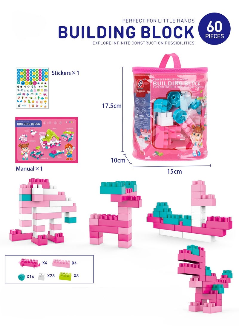Blocks Play Toy (60 piece) with Sticker Sheet for kids 3+ Years  - Image 4