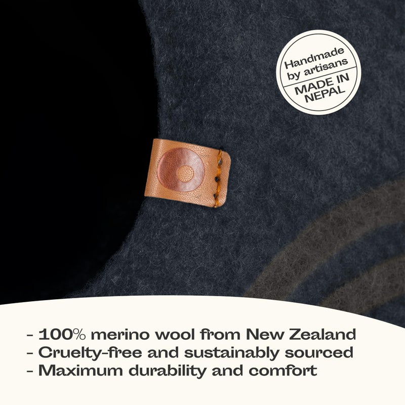 MEOWFIA Cat Cave â€“ Premium Felt Cat Bed for Indoor Cats, Handmade 100% Merino Wool, Cat (Medium, Slate Grey) - Image 3