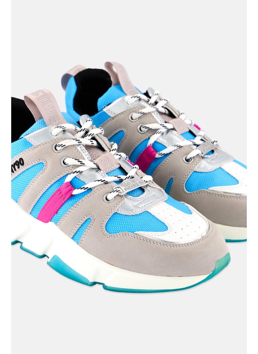 STEVE MADDEN - Women Ganegirl Lace Up Casual Shoes,Blue - Image 1