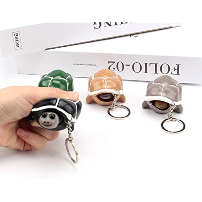 Sujosa 1pcs Turtle Keychain Fidget Toy, Silicone Stretch Toy, Stress Toy, Pressure-Relief Toy, Venting Toy, Relaxing Toy, Stress Relief and Anxiety Relief for Audlt (Four Random Color) - Image 2