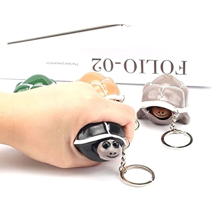 Sujosa 1pcs Turtle Keychain Fidget Toy, Silicone Stretch Toy, Stress Toy, Pressure-Relief Toy, Venting Toy, Relaxing Toy, Stress Relief and Anxiety Relief for Audlt (Four Random Color) - Image 3