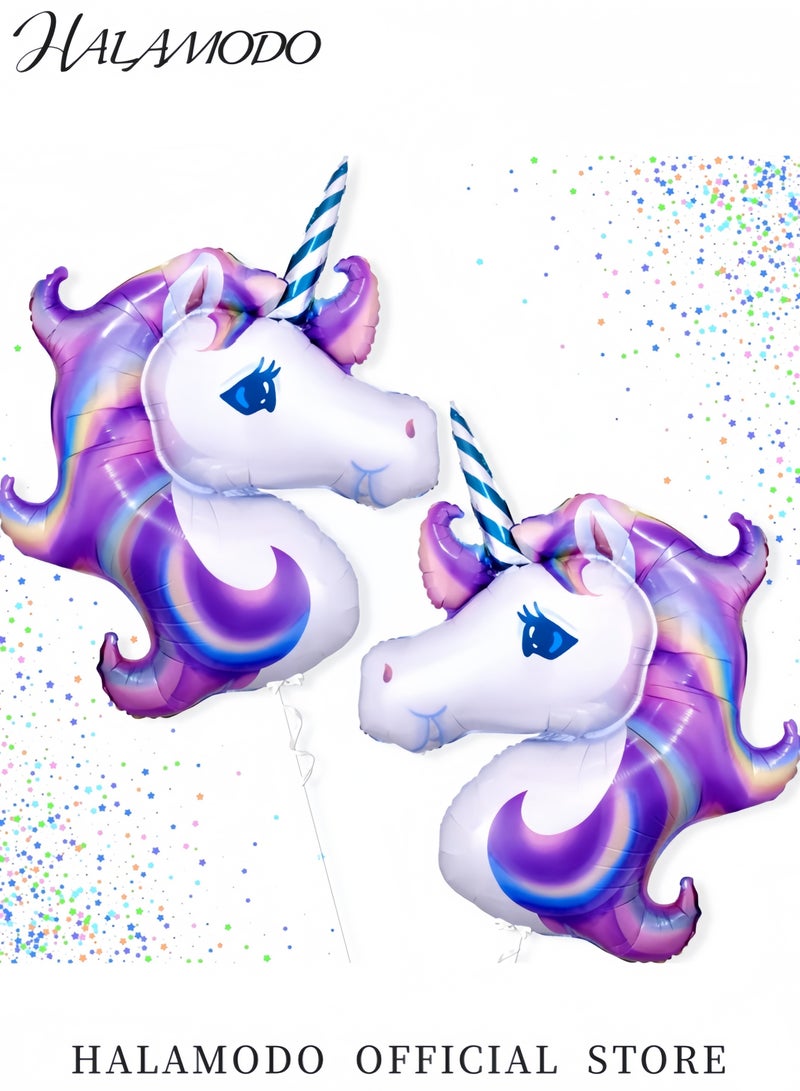 هالامودو بالون رأس وحيد القرن بحجم 43 بوصة بالون هائل من الماير بالون فويل وحيد القرن الأرجواني لزينة حفلات أعياد الميلاد لوازم حفلات وحيد القرن للبنات - Image 5