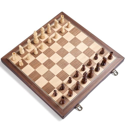 AMEROUS 15 Magnetic Wooden Chess Set for Adults Kids with Folding Board Gift Package Pieces Storage Slots Handmade PiecesChess Board Game Set for Tournament Professional Beginner - Image 5
