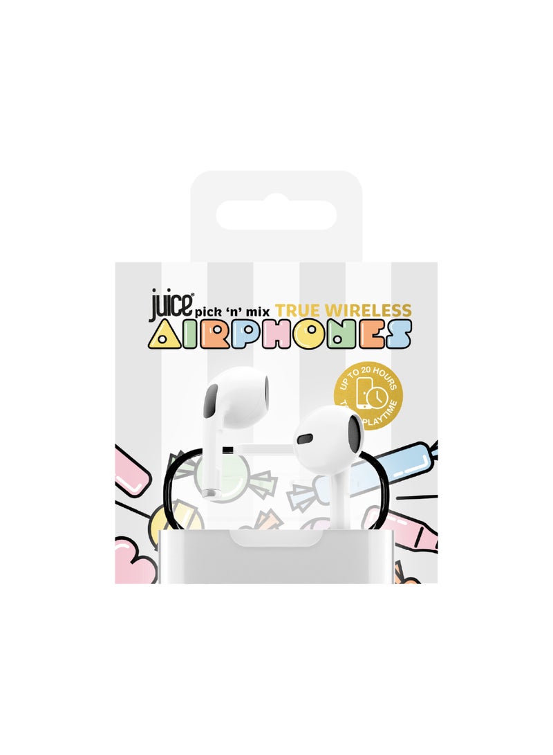 JUICE Airphones Wireless Earbuds, Stylish Design Earphones, Tiny, Lightweight Comfort, Smart Noise Cancelling, Clear Sound, IPX4, Touch Control, Bluetooth 5, 20Hours Playtime, 10m Range - White - Image 2