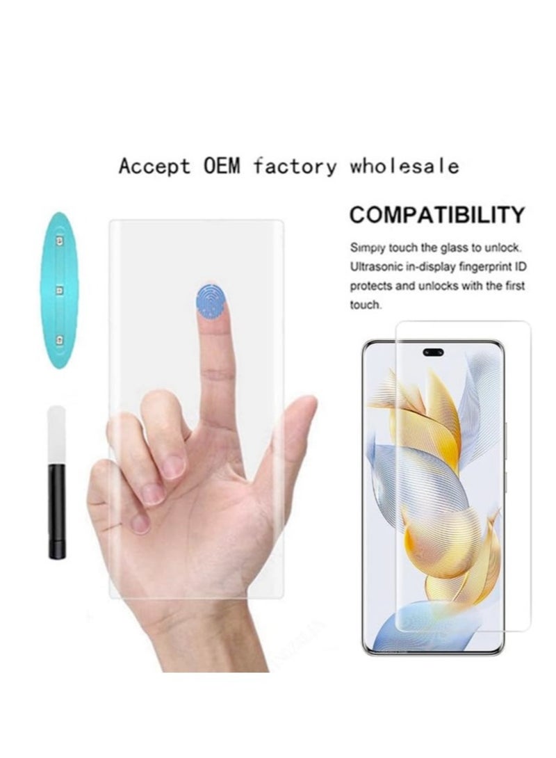 DUSALA For Honor 90 Screen Protector, UV Tempered Glass Full Cover the Screen, 9H Hardness, Anti-Scratch, Anti-Shatter, Anti-Fingerprint Screen Protector for Honor 90 5G 2023 (UV Clear 2 Pack) - Image 3