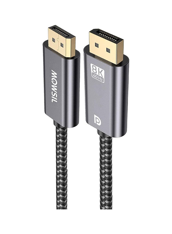 Mowsil DisplayPort Cable 2 Mtr, DP Cable 1.4, 8K@60Hz,Gold-Plated Braided High Speed Display Port Cable for Gaming Monitor, Graphics Card, TV, PC, Laptop