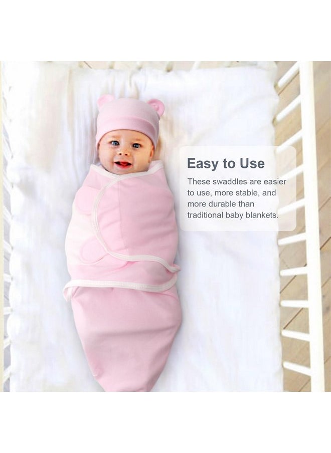 DRESHOW DRESHOW BQUBO 3 Pack Preemie Swaddle Blanket Wrap with Bear Ears Hat Set for Baby Boys Girls Preemie Swaddle Preemie Cap for 3-7 Lbs Preemie & 0-3 Months Girls Boys  - Image 2