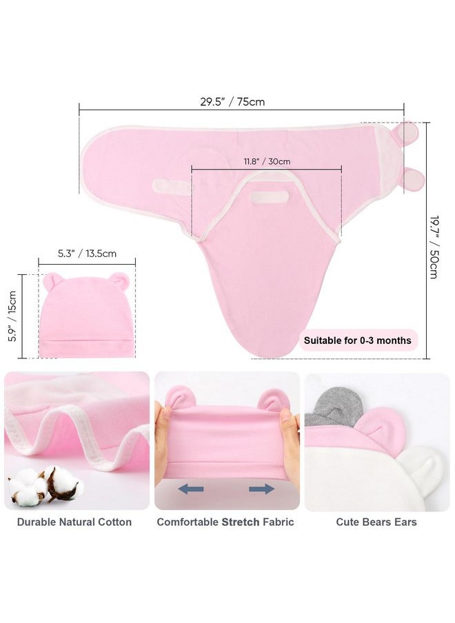DRESHOW DRESHOW BQUBO 3 Pack Preemie Swaddle Blanket Wrap with Bear Ears Hat Set for Baby Boys Girls Preemie Swaddle Preemie Cap for 3-7 Lbs Preemie & 0-3 Months Girls Boys  - Image 3
