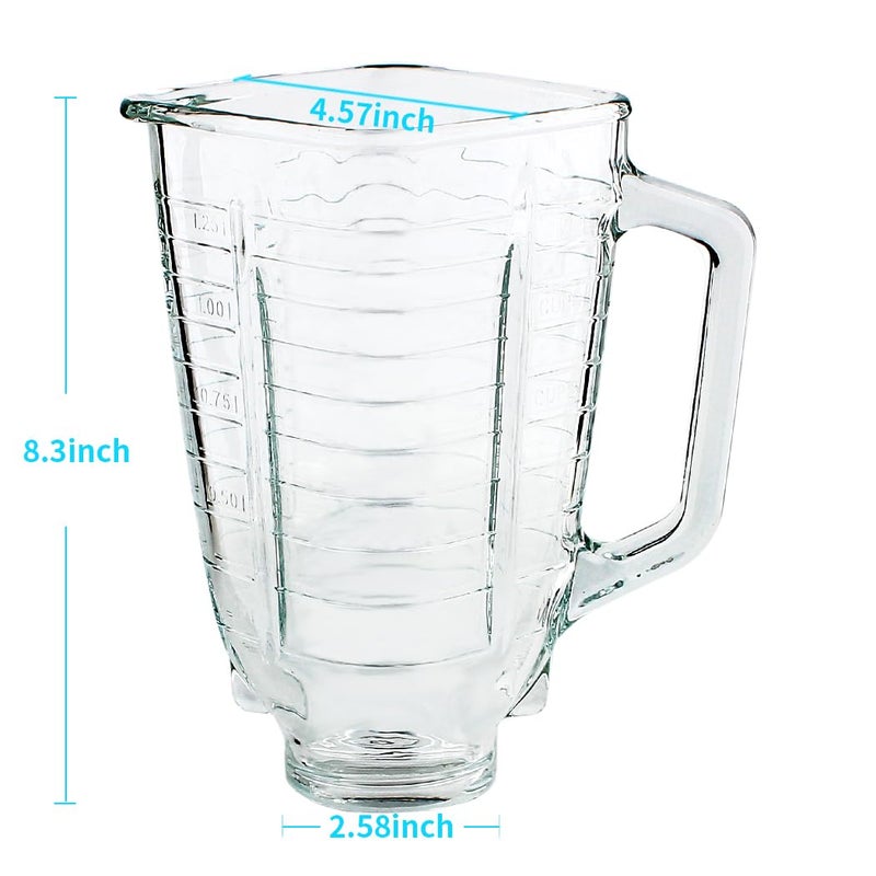 LMEI Replacement Parts 5-Cups Square Top Glass Jar Assembly With Bladeï¼ŒCompatible with Oster Classic Series Blender and Osterizer blender - Image 3