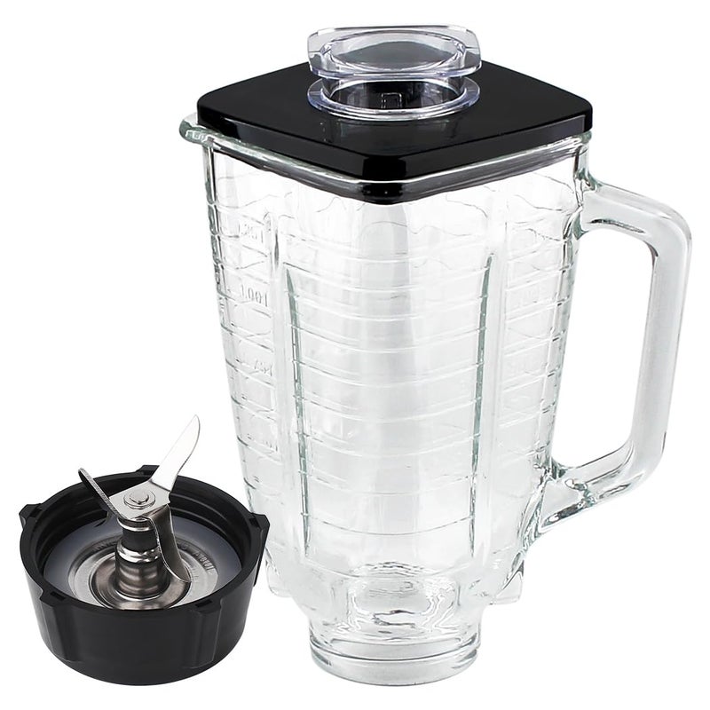 LMEI Replacement Parts 5-Cups Square Top Glass Jar Assembly With Bladeï¼ŒCompatible with Oster Classic Series Blender and Osterizer blender - Image 1