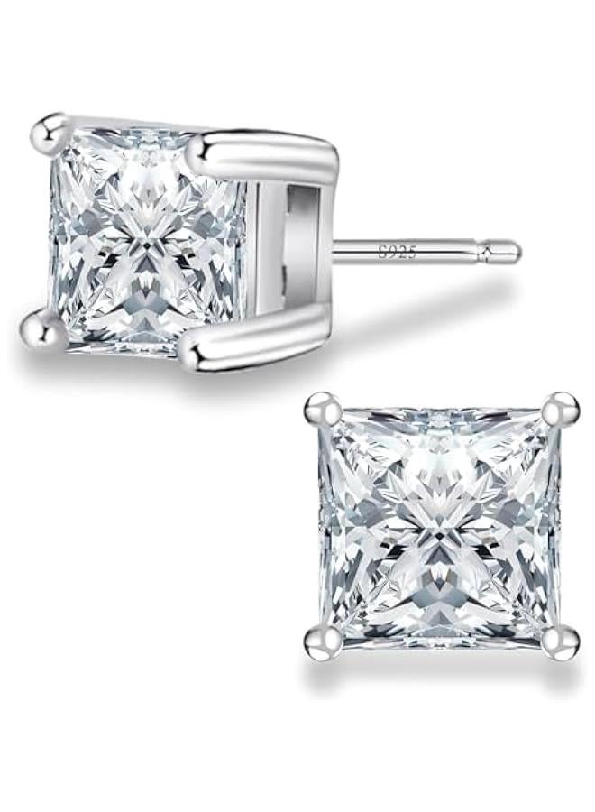 Arabest Sterling Silver Stud Earring for Men 6mm, 8mm Halo Stud Hypoallergenic Earrings 5A Cubic Zirconia Earrings CZ Studs Earrings for Girl Women - Image 1