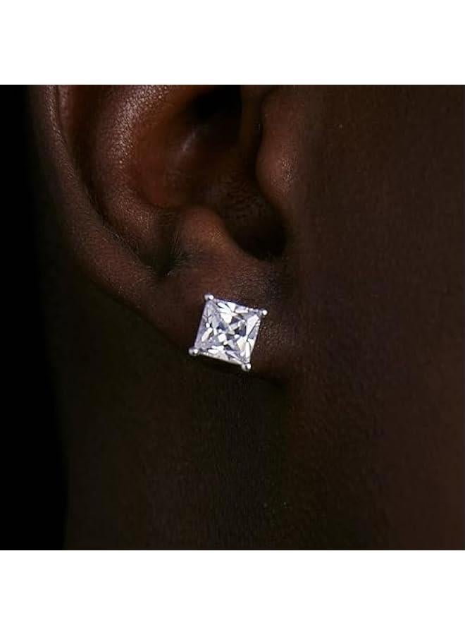 Arabest Sterling Silver Stud Earring for Men 6mm, 8mm Halo Stud Hypoallergenic Earrings 5A Cubic Zirconia Earrings CZ Studs Earrings for Girl Women - Image 2