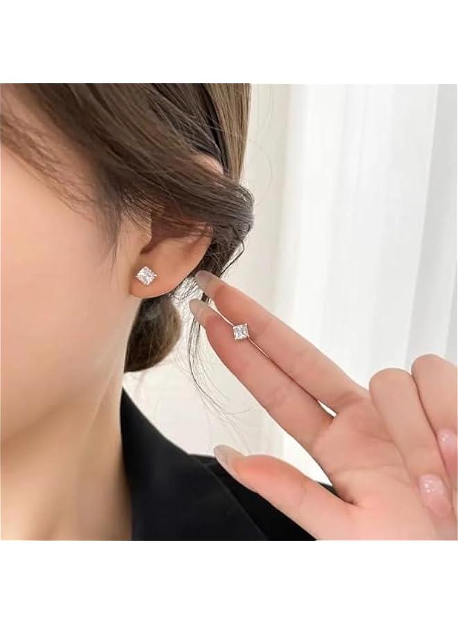 Arabest Sterling Silver Stud Earring for Men 6mm, 8mm Halo Stud Hypoallergenic Earrings 5A Cubic Zirconia Earrings CZ Studs Earrings for Girl Women - Image 5