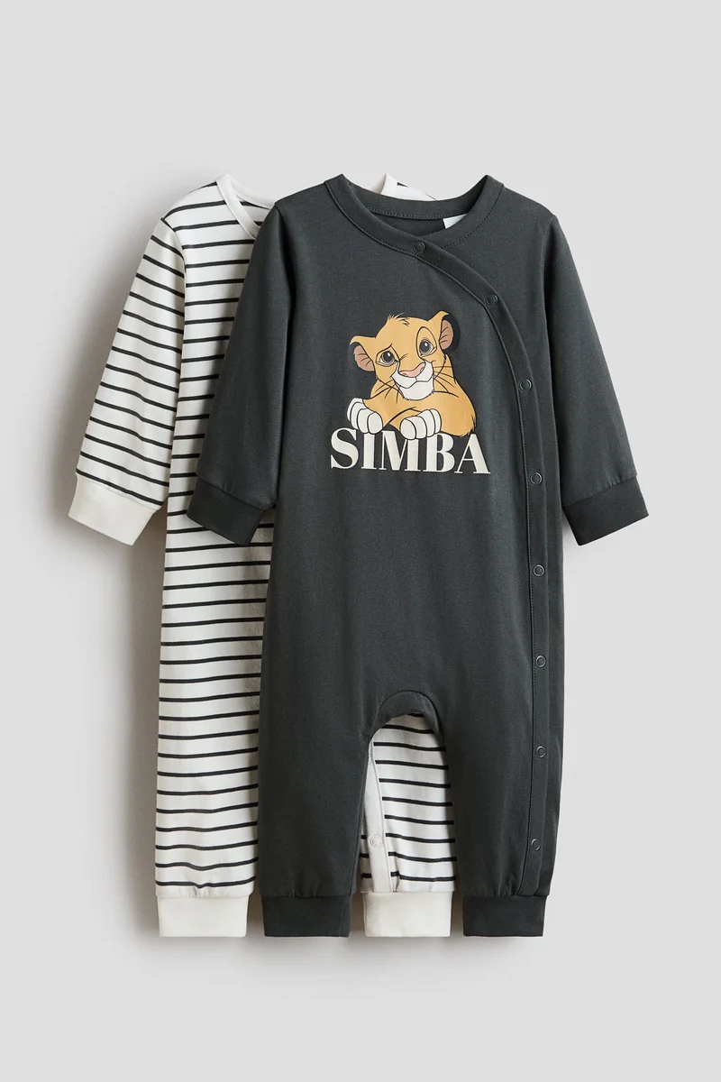H&M 2-pack printed cotton sleepsuits