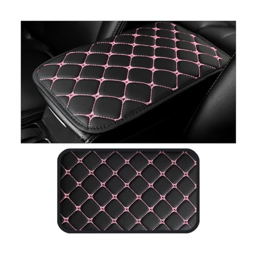 HZEL Car Center Console Cushion Pad PU Leather Vehicle Armrest Protection Cover Waterproof Automotive Interior Arm Rest Seat Box Mat Accessories Universal for SUV Sedan Truck BlackPink - Image 1