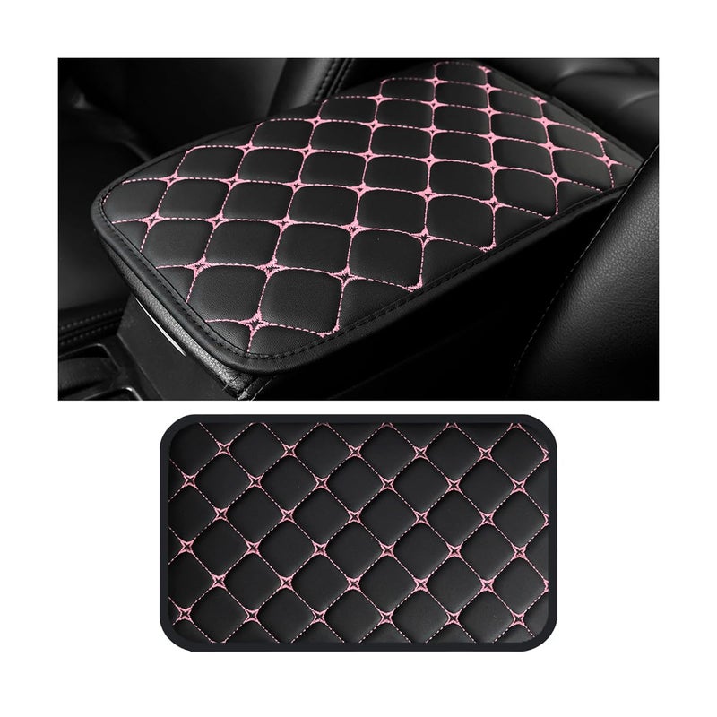 HZEL Car Center Console Cushion Pad PU Leather Vehicle Armrest Protection Cover Waterproof Automotive Interior Arm Rest Seat Box Mat Accessories Universal for SUV Sedan Truck BlackPink - Image 3