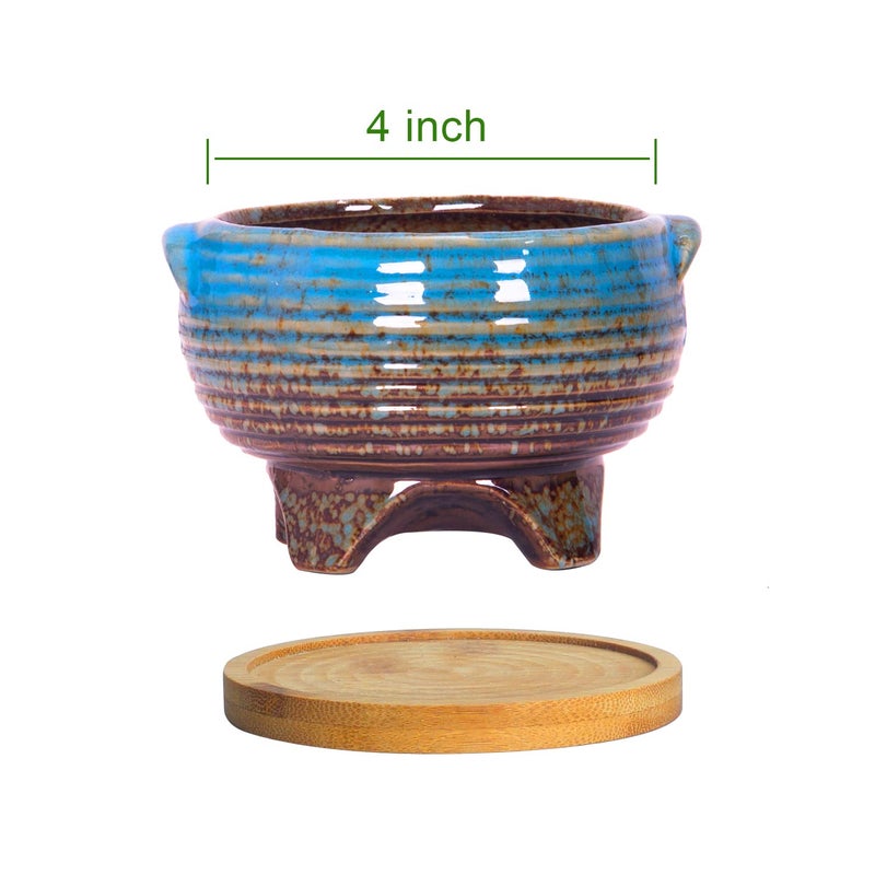 ARTKETTY Succulent Pots - 4 Inch Small Succulent Plant Pots with Drainage Tray Set of 6, Ceramic Pots for Indoor Plants Colorful Cactus Flower Pot for Garden Home Decor - Image 4