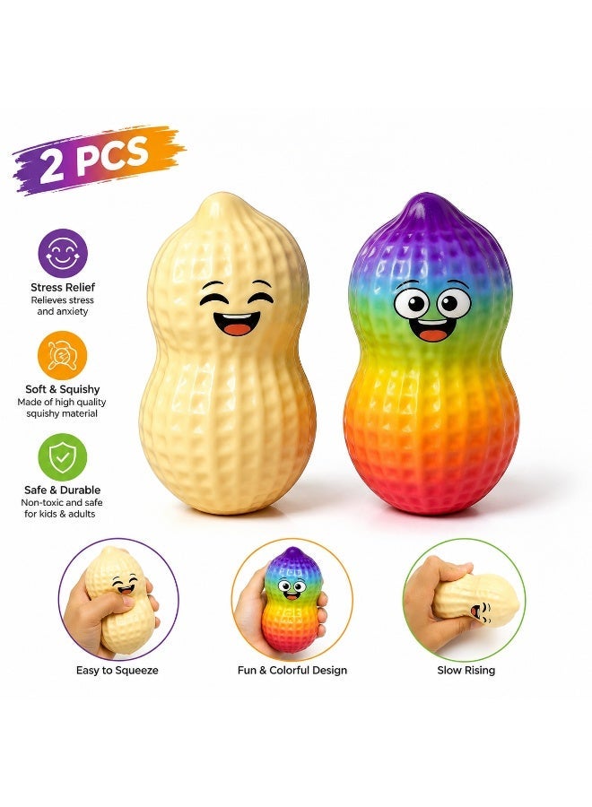 Peanut Squishy Stress Relief Toy Slow Rising Soft Squeeze Fidget Toy Cute Peanut Squishy Sensory Toy for Kids & Adults Anxiety Relief Desk Toy Party Favor Gift - Image 1