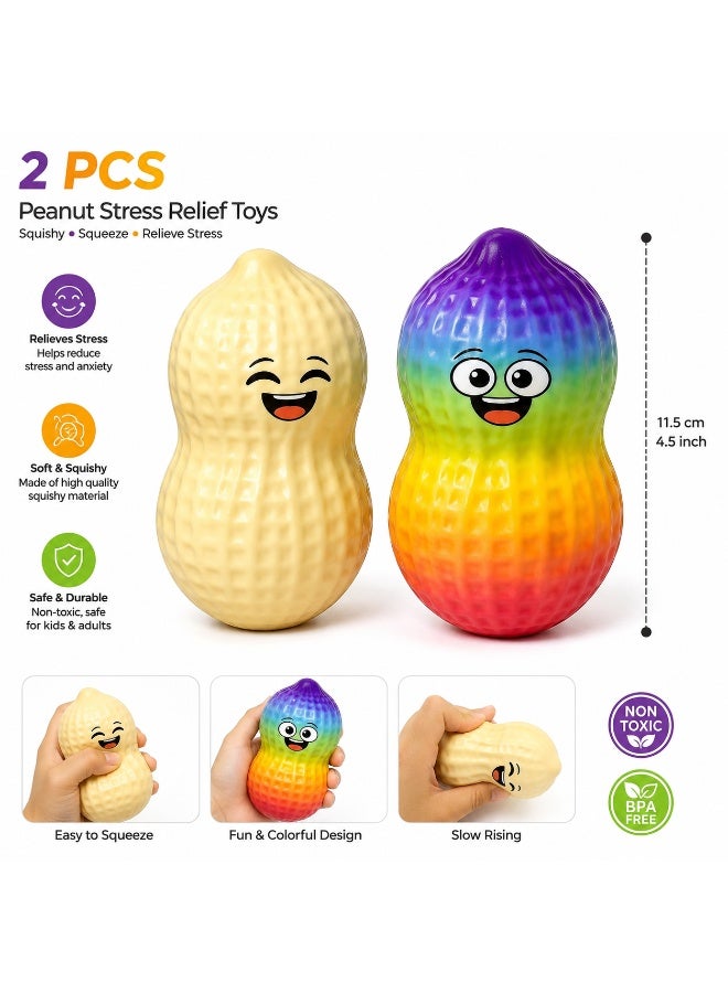 Peanut Squishy Stress Relief Toy Slow Rising Soft Squeeze Fidget Toy Cute Peanut Squishy Sensory Toy for Kids & Adults Anxiety Relief Desk Toy Party Favor Gift - Image 2