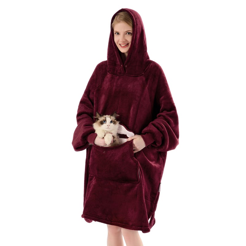 Krifey Wearable Blanket Hoodie, Oversized Sherpa Hooded as Birthday Gifts for Mom Women Girlfriend Men, Cozy Sweatshirt with Giant Pocket - Image 1