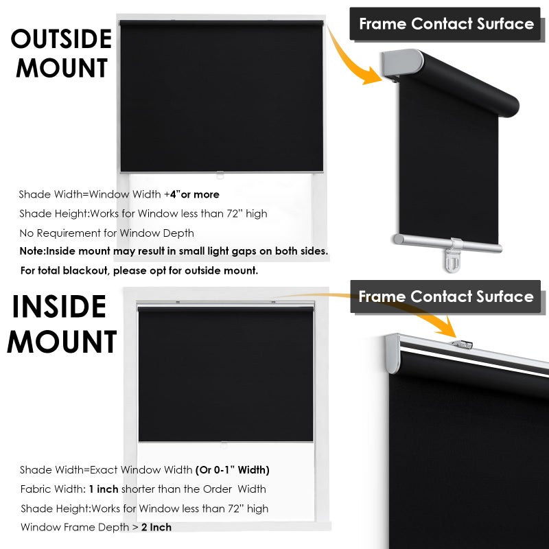 TOVALOR Cordless 100% Blackout Roller Shades for Windows,UV Protection Pull Down Shades,Room Darkening Door Blinds Thermal Insulated Fabric for Home Office and Bedroom(14" W x 72" H,Black) - Image 4