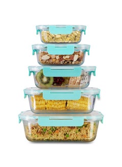 Allo Allo Foodsafe Glass Containers With Lids, Microwave Safe Containers,Borosilicate Meal Prep Glass Food Storage Container For Kitchen,Setof 5 185Ml,370Ml,640Ml,1040Ml,1520Ml - Transparent  - Image 1