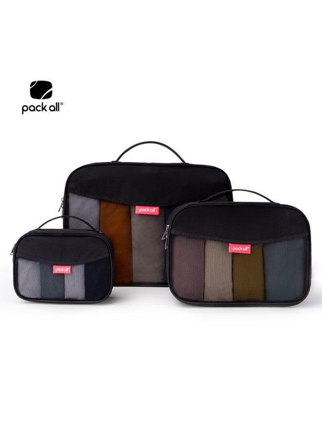 Pack All Travel Storage Bag Set, Luggage Organizer, Underwear Sorting Bag, Business Trip Clothing Storage Bag, Three-piece Set, Black - Image 1
