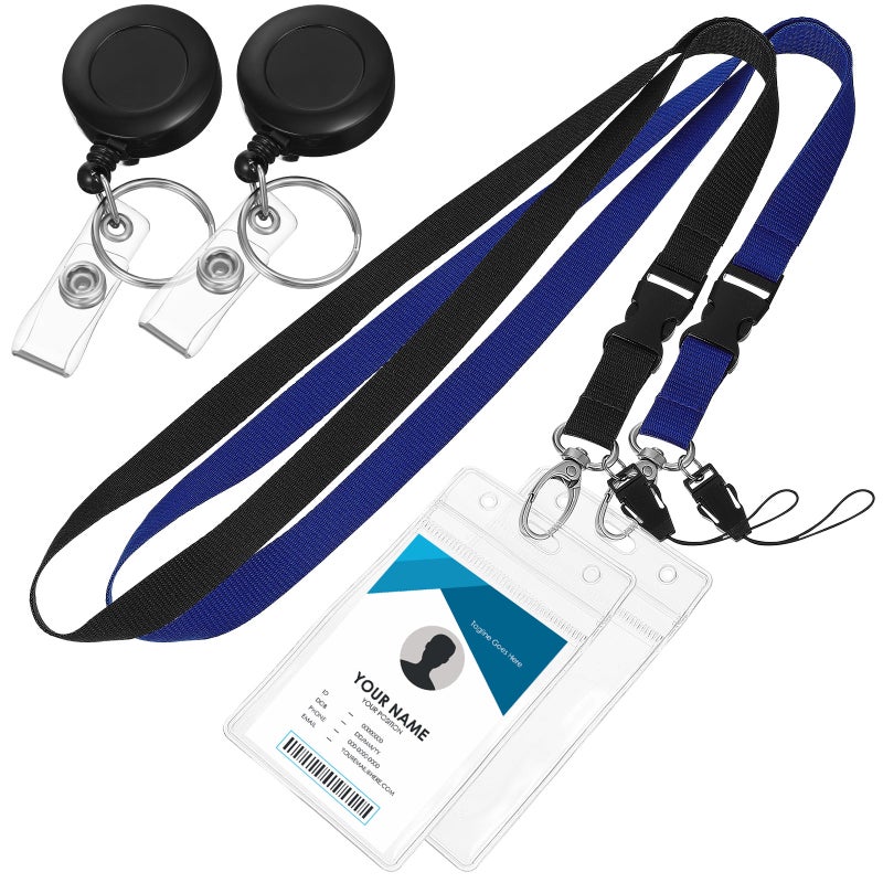 Badge Holder with Lanyard and Buckle, Featuring Double-sided Slots for Easy Card Access - Image 1