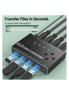 SYOSI USB 3.0 Switch 4 Computers, 4 Port USB Switch Selector for 4 Computer Share 4 USB Devices, Keyboard Mouse Switch with USB Cables, USB Switcher with Wired Remote and 4 Standard USB-B Cables  - Image 4