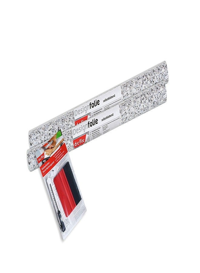 d-c-fix 346-0180-2PKA Decorative Self-Adhesive Film, Grey Granite, 17" x 78" Roll, 2-Pack with Applicator - Image 2