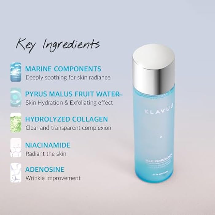 Klavuu Blue PEARLSATION ONE Day 8 Cups Marine Collagen Aqua Toner - Deeply Hydrating & Soothing for Skin Radiance, Non-Sticky Formula for All Day Comfort and Refreshment – 4.73 floz - Image 4