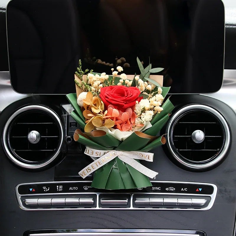 Bluejw Handmade Mini Bouquet Car Air Freshener - Dried Flower Vent Clip Perfume - Natural Dried Plants Fragrance Diffuser for Auto - Image 1