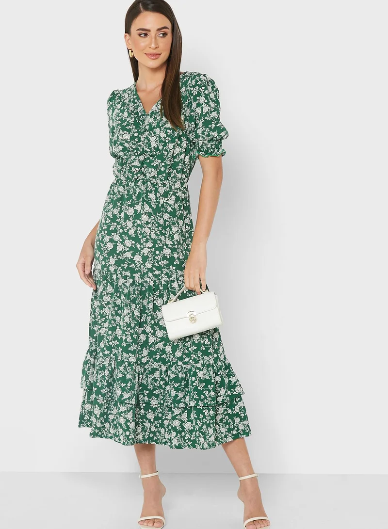 ELLA V Neck Printed Dress
