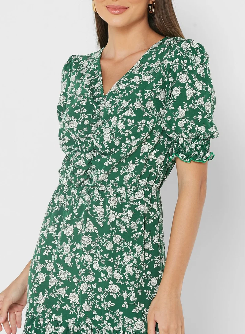 ELLA V Neck Printed Dress