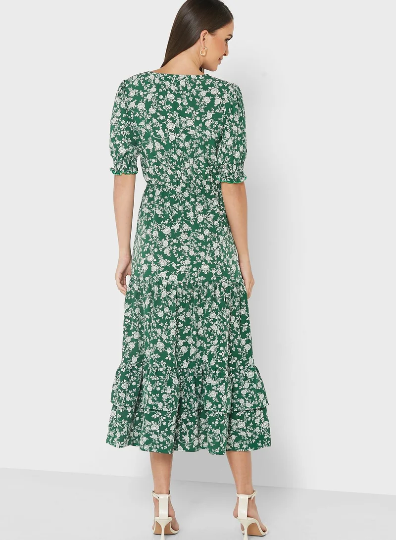 ELLA V Neck Printed Dress