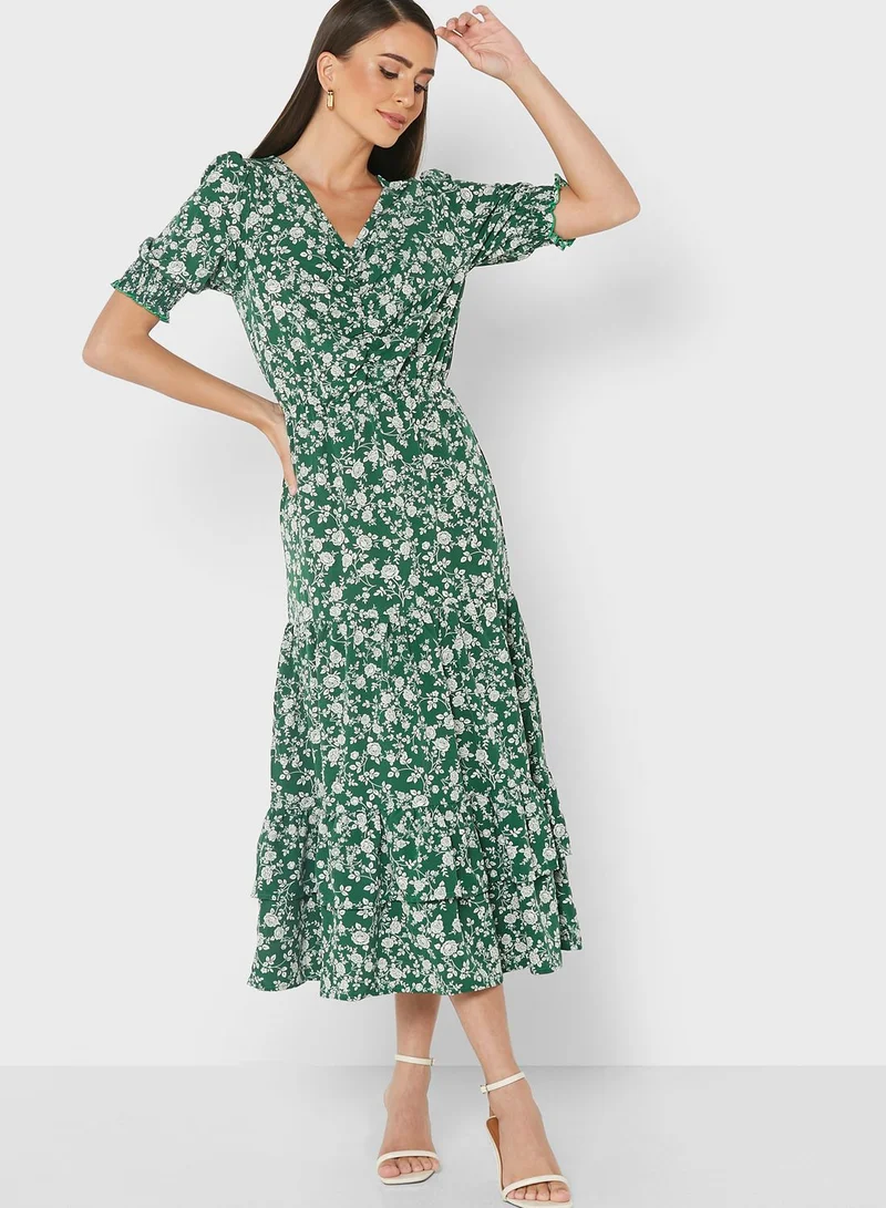ELLA V Neck Printed Dress